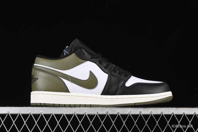 Nike Air Jordan 1 Low "Medium Olive" Retro Casual Sneakers - 553558-092