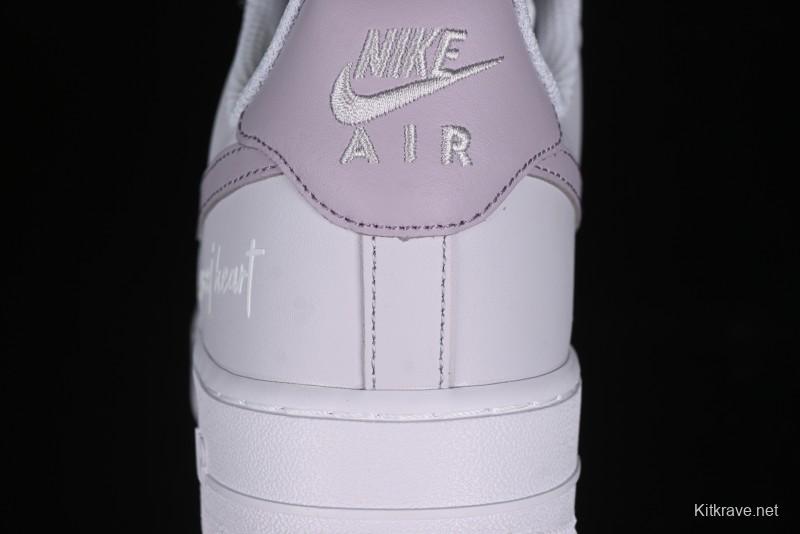 Nike Air Force 1 '07 Low Casual Sneakers with Anime-Inspired Light Gray Purple Spray Paint Design - DY8899-004