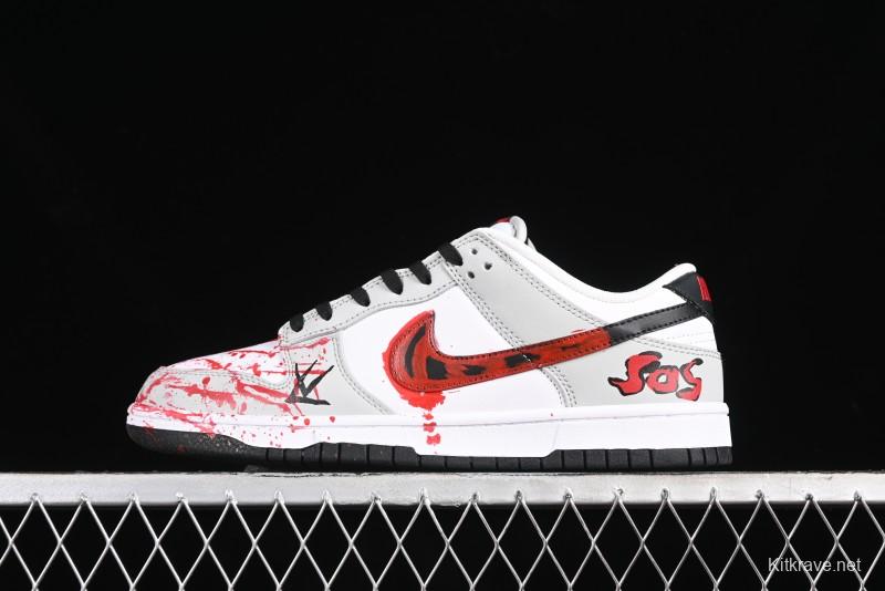 Nike SB Dunk Low Casual Skate Shoes - Anniversary Custom Edition in White/Grey/Black - LW1818-103