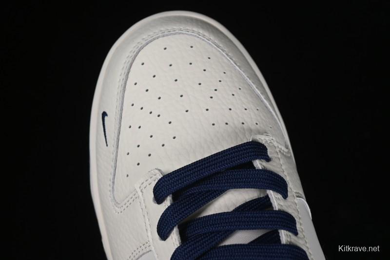 Nike SB Dunk Low Supreme Collaboration - Double Swoosh Beige Navy Anniversary Custom Low-Top Casual Skate Shoes - XX2025-668