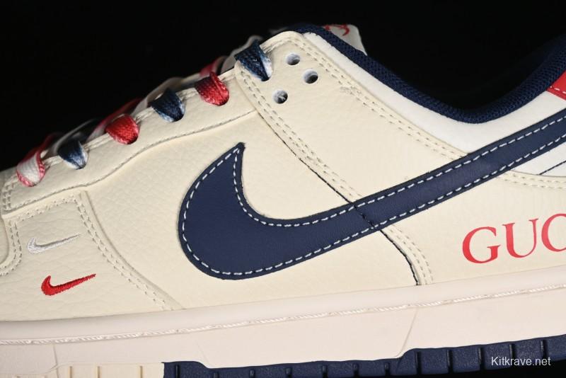 Nike SB Dunk Low Gucci Collaboration - Beige Blue Patchwork Anniversary High-End Custom Low-Top Casual Sneakers - XY1688-003