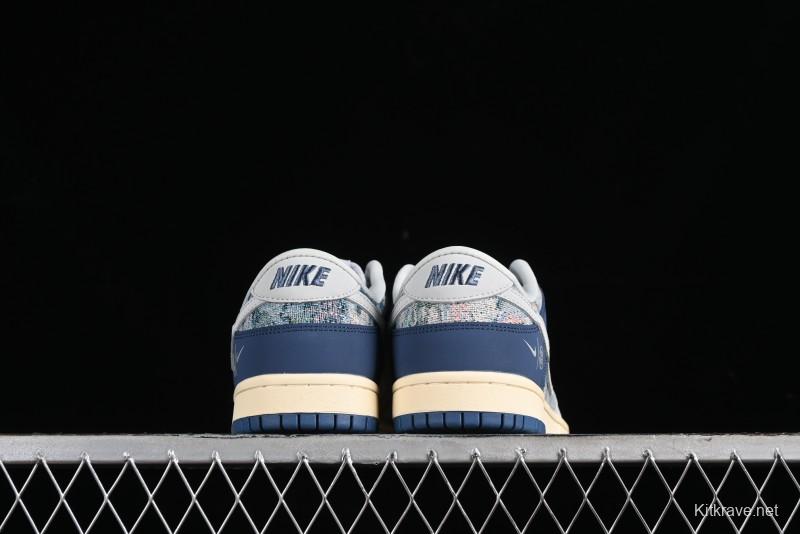 Nike SB Dunk Low CLOT Collaboration - Gray Blue Knit Anniversary Custom Low-Top Casual Skate Shoes - JH8310-950