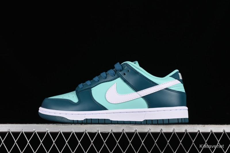 Nike Dunk Low SB Skateboarding Shoes in White and Geode Teal - DD1503-301