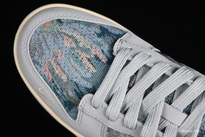 Nike SB Dunk Low CLOT Collaboration - Gray Blue Knit Anniversary Custom Low-Top Casual Skate Shoes - JH8310-950