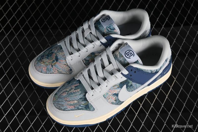 Nike SB Dunk Low CLOT Collaboration - Gray Blue Knit Anniversary Custom Low-Top Casual Skate Shoes - JH8310-950