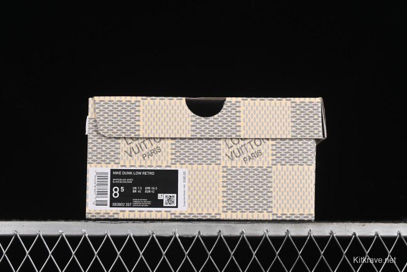 Nike SB Dunk Low LV Collaboration - Beige Black Printed Denim Anniversary High-End Custom Low-Top Casual Skate Shoes - XB3802-357