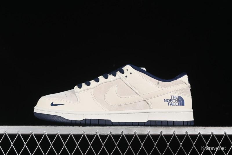 Nike SB Dunk Low The North Face Collaboration - Grey Pigskin White Swoosh Anniversary Custom Low-Top Casual Skate Shoes - KK1333-006