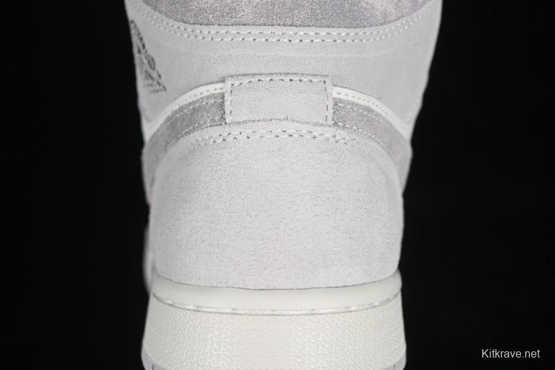 Nike Air Jordan 1 Mid AJ1 Basketball Shoes White Grey - FQ7720-002