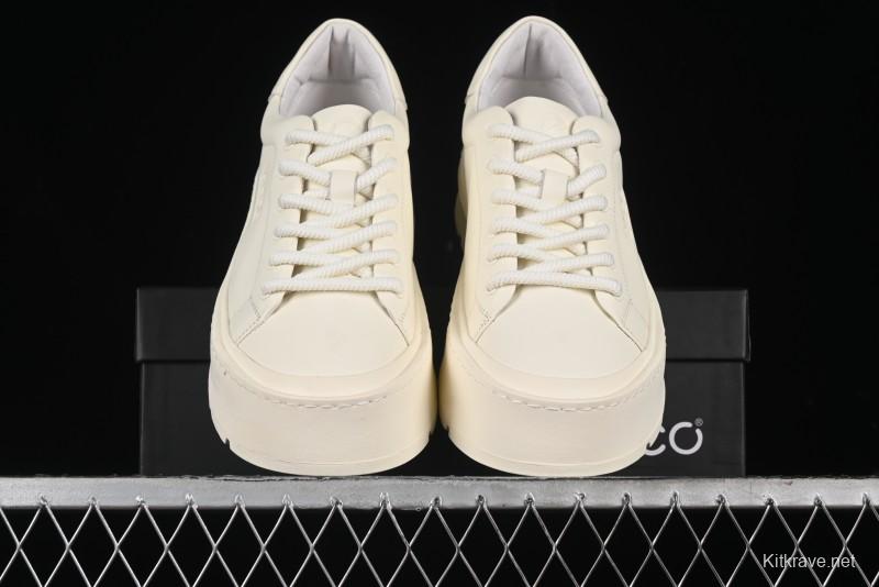 ECCO Street Light Series Autumn Platform Round Toe Versatile Casual White Sneakers 63311901002