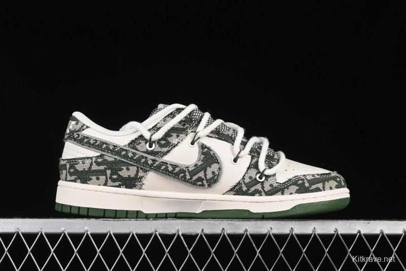 Nike SB Dunk Low Dior Collaboration - Strap Woven Green Check Anniversary High-End Custom Low-Top Casual Skate Shoes - SJ2068-309