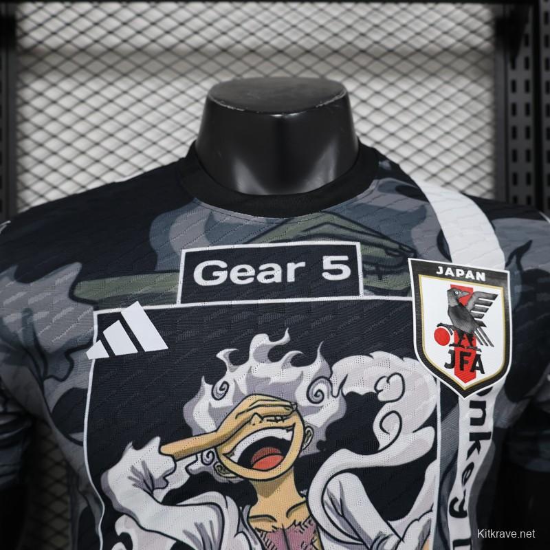 Player Version 2025 Japan National Team Black with One Piece Gear 5 Luffy Design Jersey