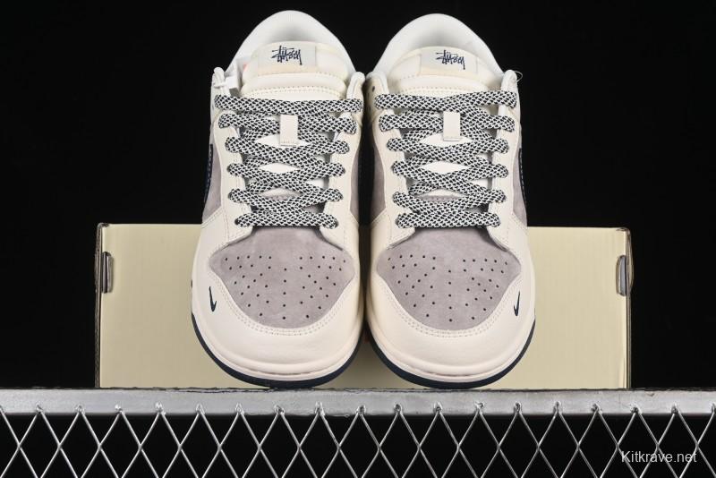 Nike SB Dunk Low Stussy Anniversary High-End Custom Sneakers with Blue Swoosh - SJ1089-003