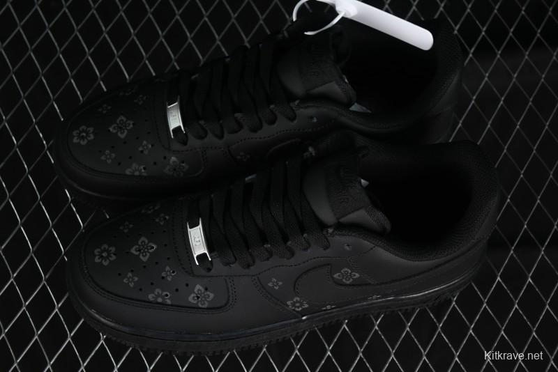 Nike Air Force 1 '07 Low LV Custom All Black Casual Sneakers - 315122-101