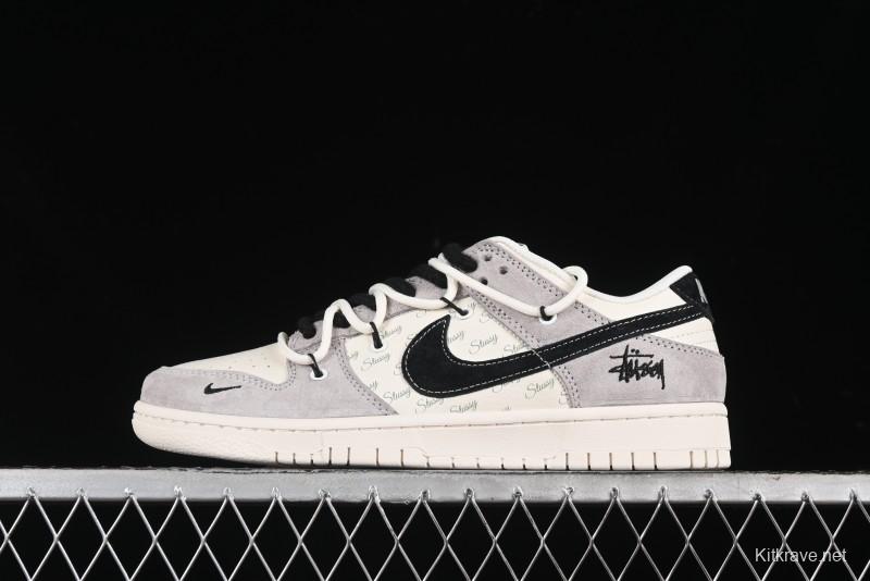Nike SB Dunk Low Stussy Bandana Black Swoosh Anniversary Custom Low-Top Casual Skate Shoes - SJ2068-306