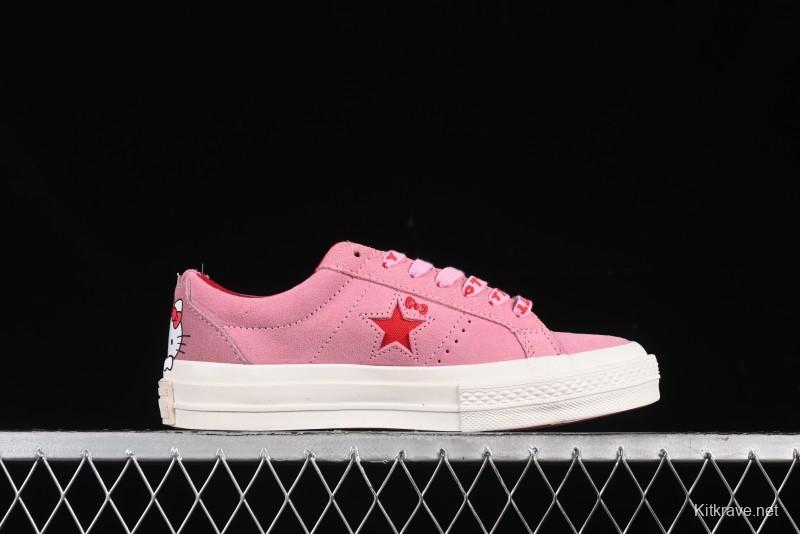 Converse One Star Hello Kitty Collaboration Low Top Casual Sneakers with Embroidered Bow - 362941C