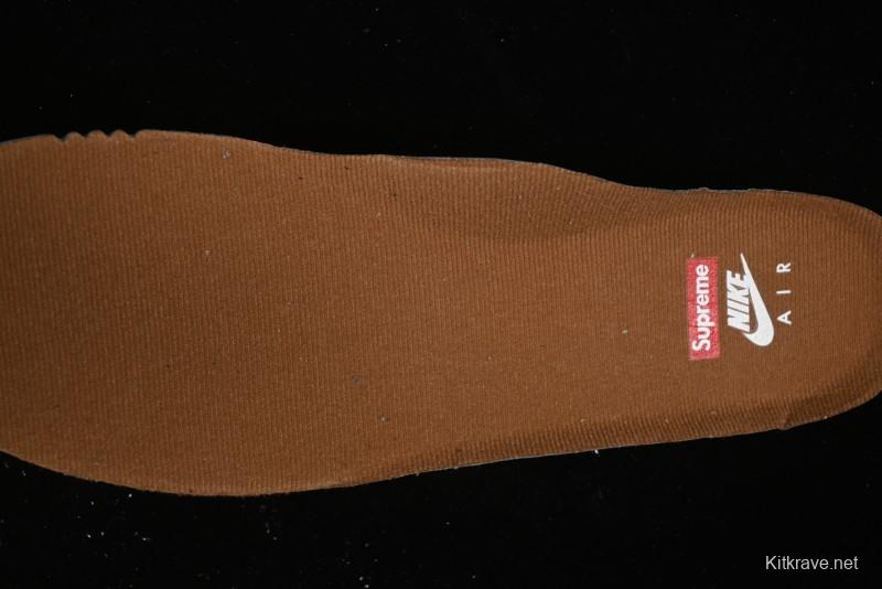 Nike Supreme x Air Force 1 Low Casual Sneakers in Wheat Suede with Full-Length Air Cushion - DN1555-200