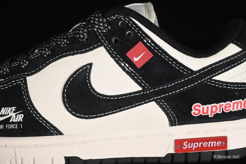 Nike SB Dunk Low SUP Collaboration - Black White Black Swoosh Anniversary Custom Low-Top Casual Skate Shoes - MM1089-020