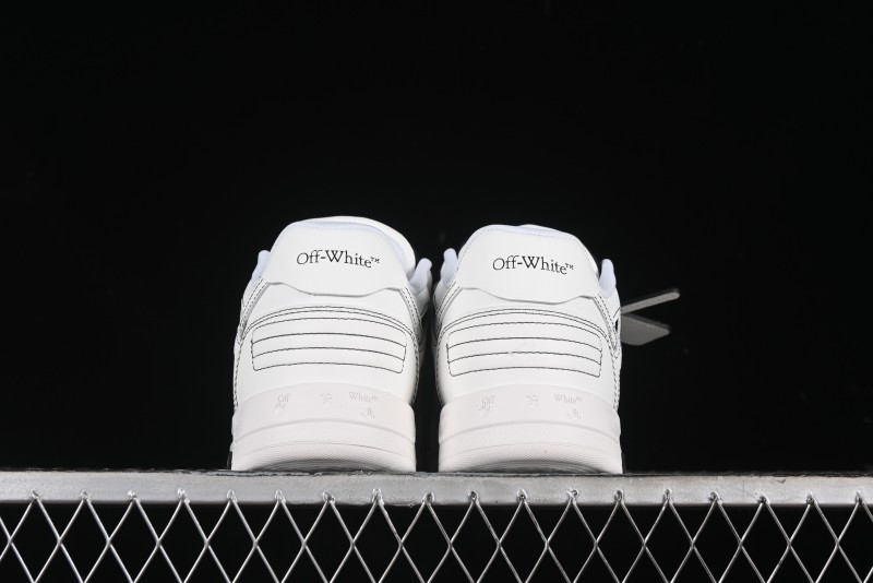 Off-White Out Of Office Low-Top Fashion Sneakers in White Black - AJD4