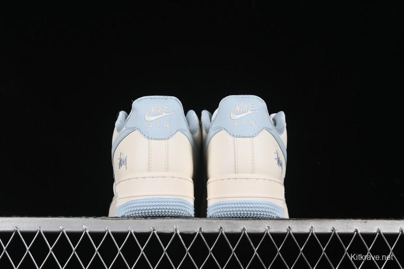 Nike Air Force 1 '07 Low Stussy Collaboration - Off White Elegant Blue Low-Top Casual Sneakers - XZ3328-002