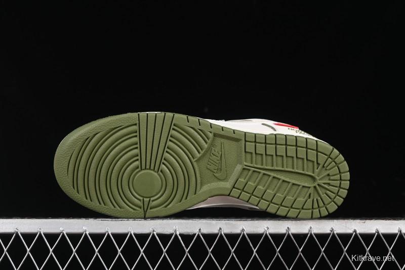 Nike SB Dunk Low Supreme The North Face Collaboration - Beige Green Reflective Swoosh Anniversary Custom Edition Low-Top Casual Skate Shoes - XX2025-638