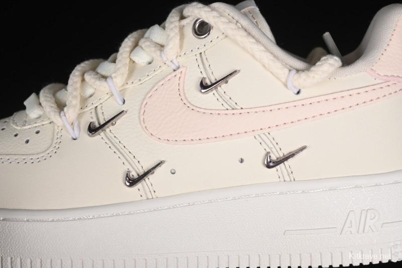 Nike Air Force 1 '07 Low Pink Deconstructed Swoosh Casual Sneakers - FC8110-181