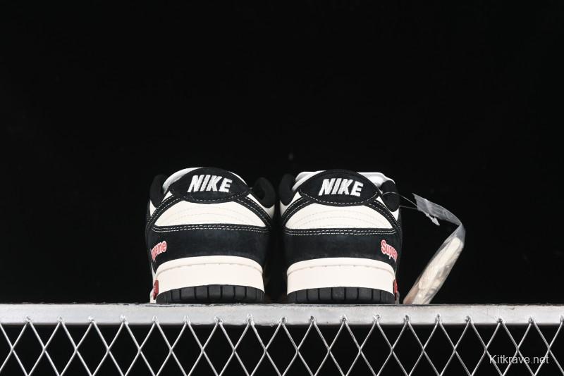 Nike SB Dunk Low SUP Collaboration - Black White Black Swoosh Anniversary Custom Low-Top Casual Skate Shoes - MM1089-020