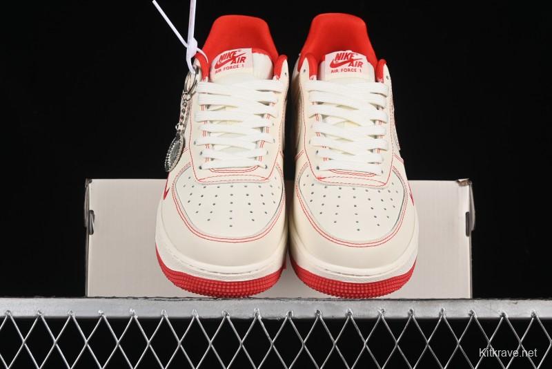 Nike Air Force 1 '07 Low Comme des Garcons Collaboration - Off-White Red Line Low-Top Casual Sneakers - KK3333-001