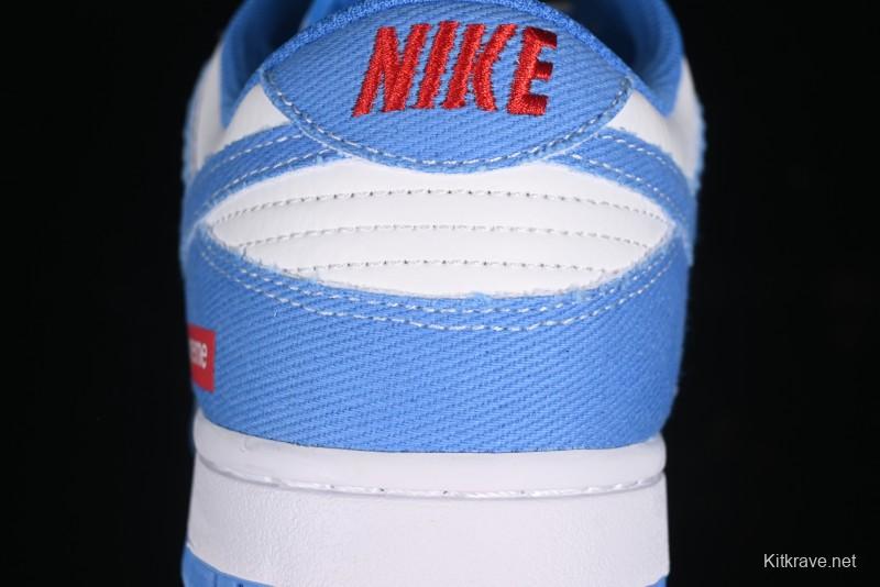 Nike SB Dunk Low Supreme Collaboration - Woven Blue Swoosh Anniversary Custom Low-Top Casual Skate Shoes - KK1888-015