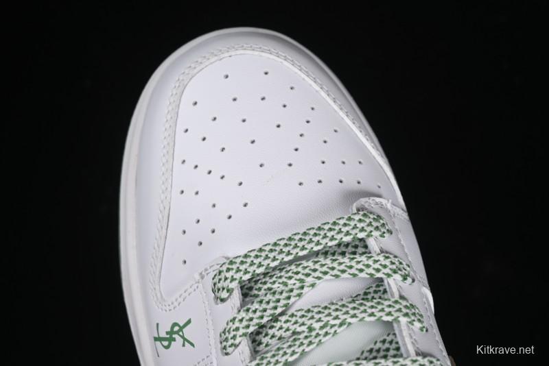 Nike SB Dunk Low YSL Series - White Green Brown Swoosh Anniversary High-End Custom Low-Top Casual Sneakers - GF2409-169