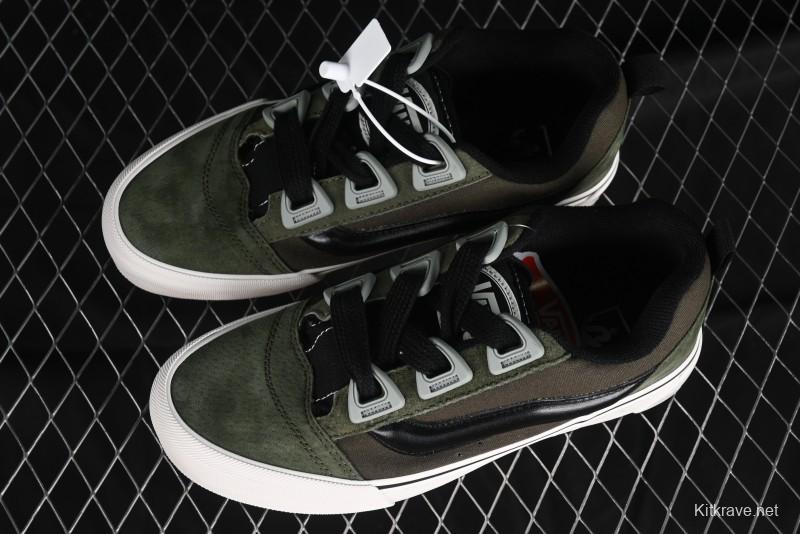 Vans Knu Skool DR White Black Green Chunky Sneakers - VN000CZU50K