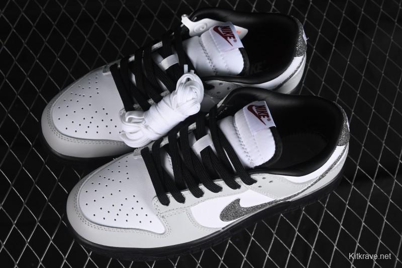 Nike Dunk Low "Glitter Swoosh" Light Silver SB Low-Top Casual Skate Shoes - HQ3462-191