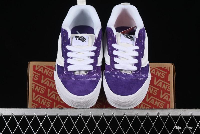 Vans Classics Knu Skool Full-Grain Leather Retro Sneakers with Chunky Silhouette - VN000CS0DRV