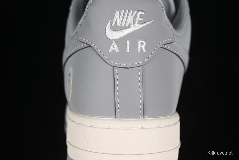 Nike Air Force 1 '07 Low Bape Collaboration - Off White Grey Low Top Casual Sneakers - BB6566-207
