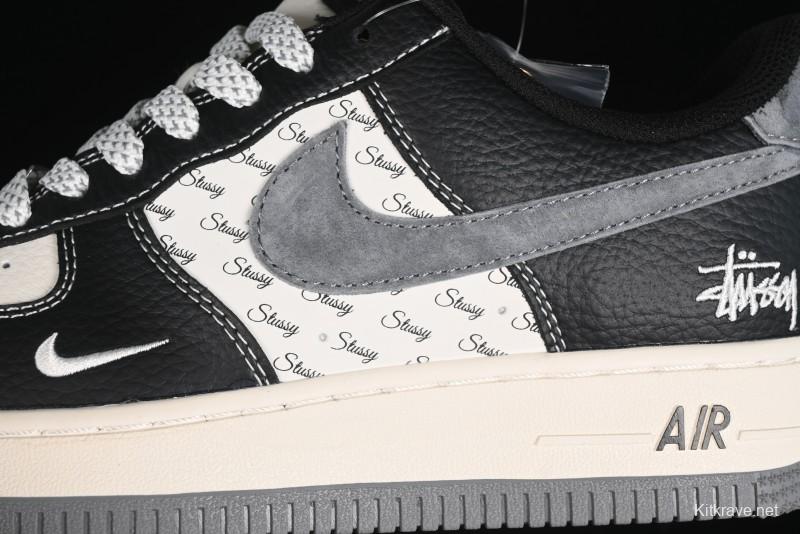 Nike Air Force 1 '07 Low Stussy Collaboration - Black Grey Casual Sneakers - XZ3328-566