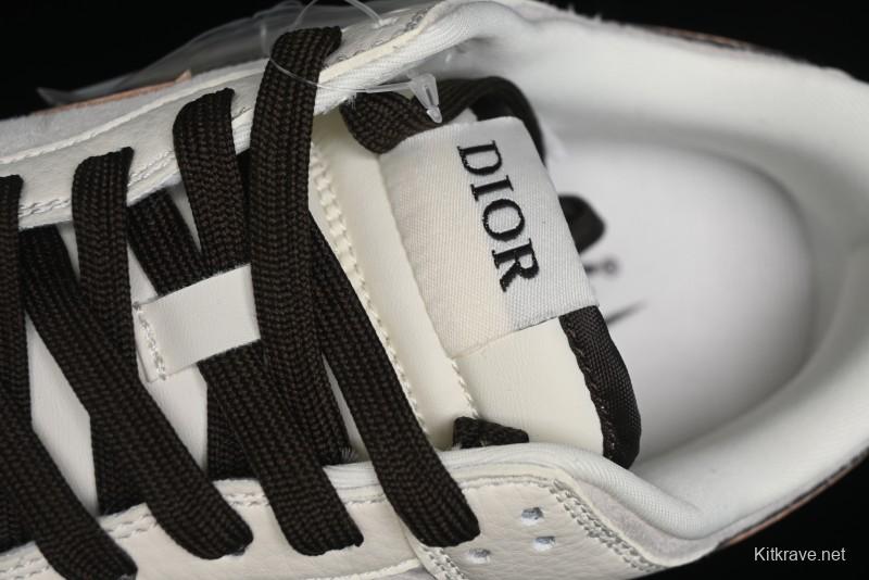 Nike SB Dunk Low Dior Collection - Beige Brown Swoosh Anniversary Custom Low-Top Casual Skate Shoes - XD6188-046
