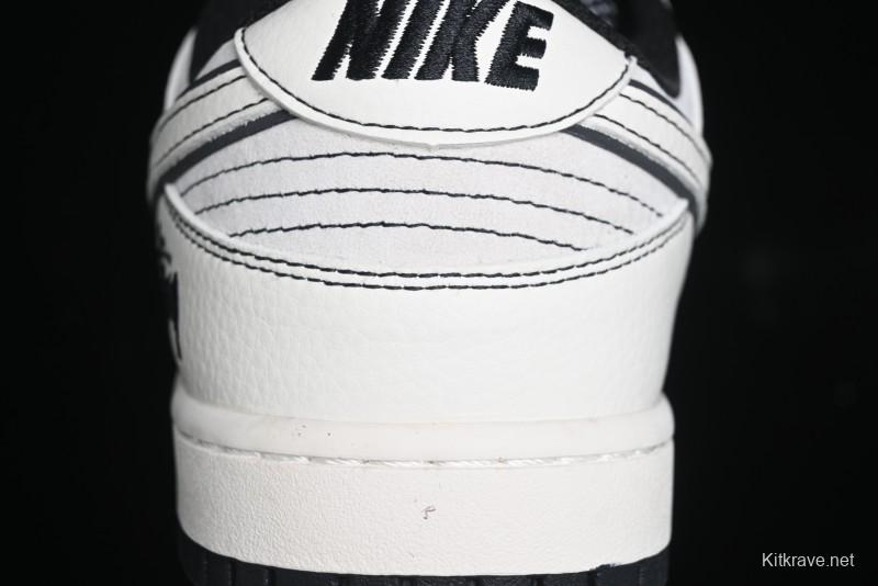 Nike SB Dunk Low Stussy Collaboration - Beige Black Line High-End Custom Low-Top Casual Skate Shoes - BB7518-008