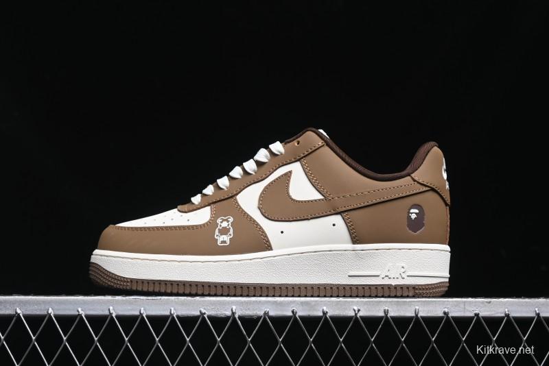 Nike Air Force 1 '07 Low Bape Collaboration - Brown Violent Bear Casual Sneakers - DF0188-013