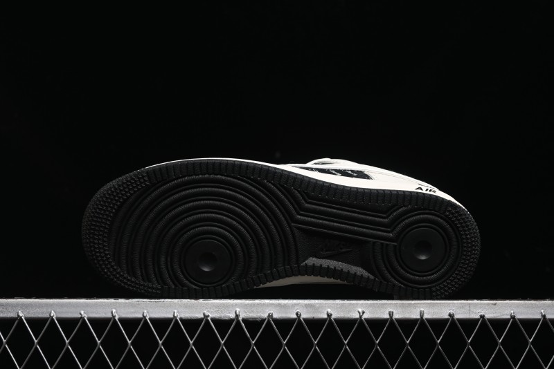 Nike Air Force 1 '07 Low Stussy Collaboration - Black Sail Silver Swoosh Casual Sneakers - XZ6188-729