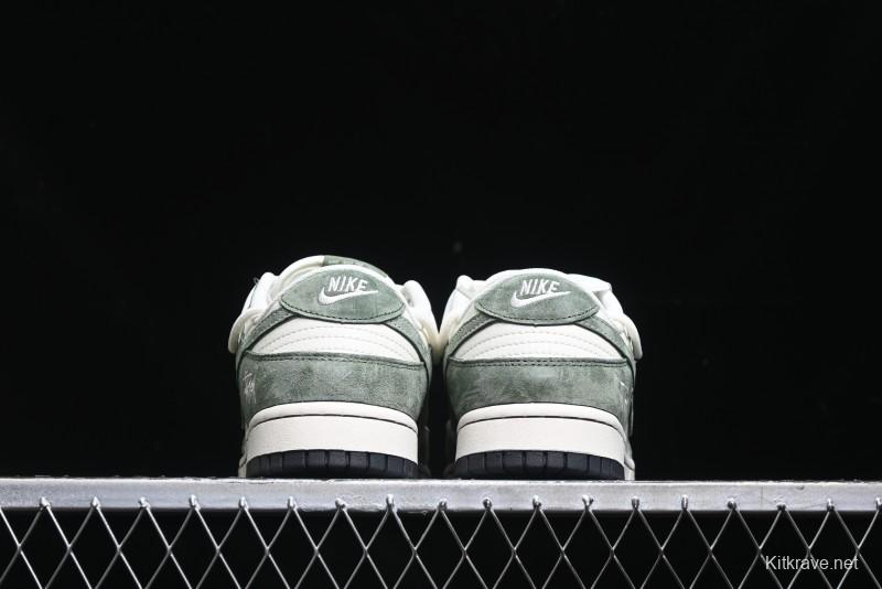 Nike SB Dunk Low Stussy Collaboration - Patina Green Lace-Up Anniversary Custom Low-Top Casual Skate Shoes - XS1186-105