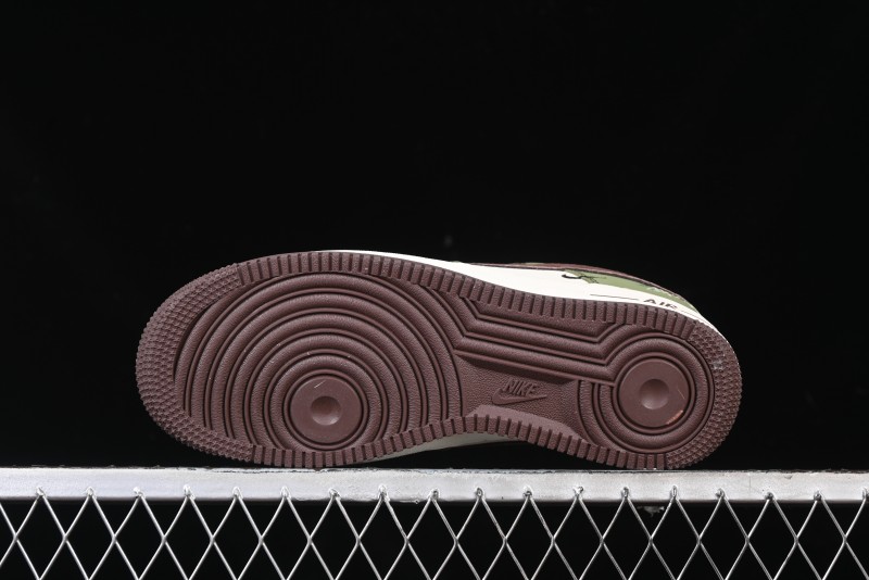 Nike Air Force 1 '07 Low Stussy Collaboration - Green Brown Low-Top Casual Sneakers - KK1988-038