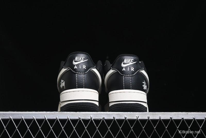 Nike Air Force 1 '07 Low Stussy Collaboration - All Black Low-Top Casual Sneakers - XZ6188-311