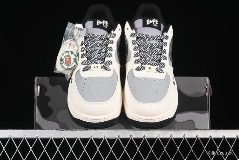Nike Air Force 1 '07 Low Bape Collaboration - Beige Grey Black Low-Top Casual Sneakers BB6566-209
