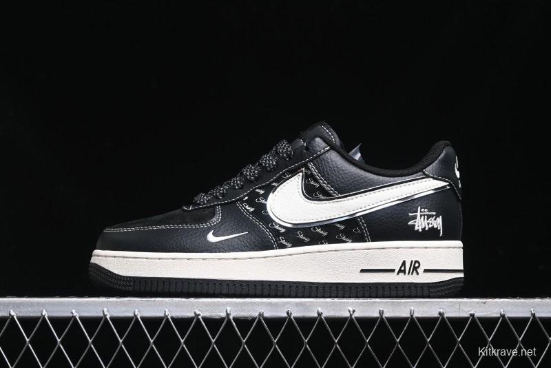 Nike Air Force 1 '07 Low Stussy Collaboration - All Black Low-Top Casual Sneakers - XZ6188-311