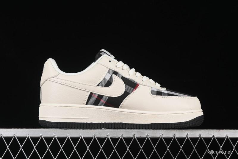 Nike Air Force 1 '07 Low Burberry Collaboration - White Black Check Low-Top Casual Sneakers - DF0180-005