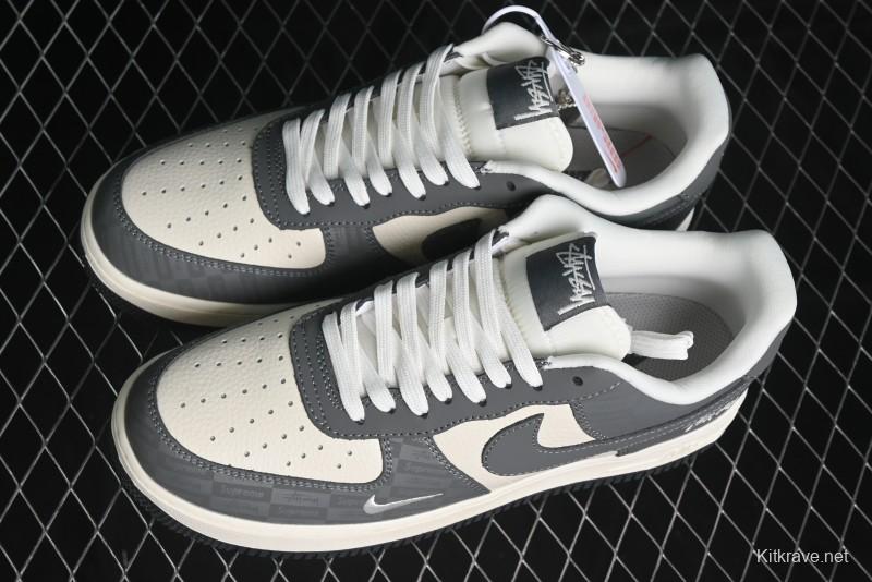 Nike Air Force 1 '07 Low Stussy Collaboration - Light Bone Shadow Low-Top Casual Sneakers - DF0180-008