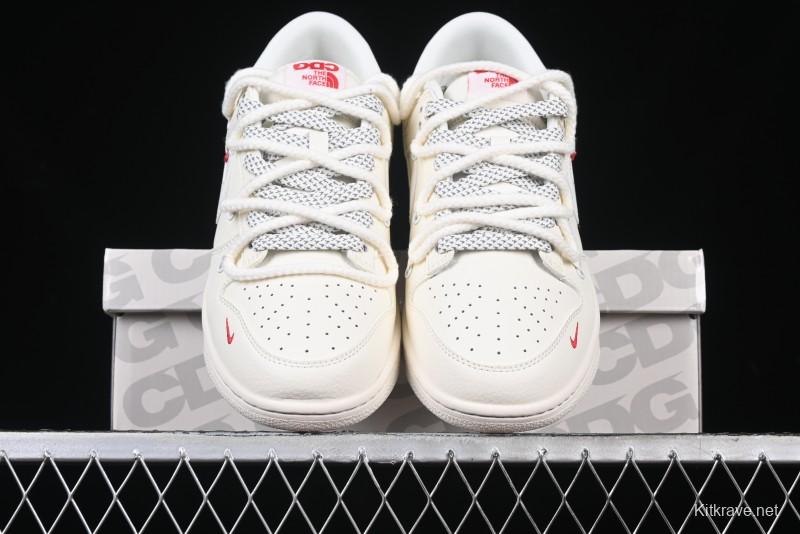 Nike SB Dunk Low x The North Face x Supreme Series - Strap Beige White Hook Anniversary High-End Custom Low-Top Casual Skate Shoes - YX5066-229