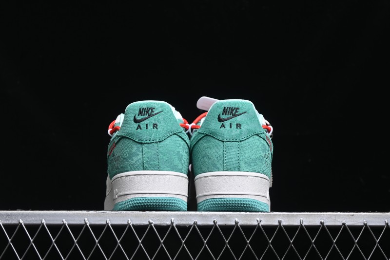 Nike Air Force 1 '07 Low Gucci Stone Island Collaboration - Grey Green Pigskin Lace-Up Casual Sneakers - DF0188-010