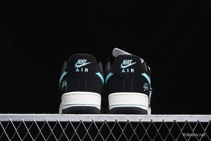 Nike Air Force 1 '07 Low Stussy Collaboration - Black Tiffany Low-Top Casual Sneakers - KK1988-030
