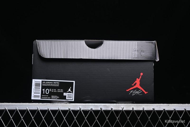 Nike Air Jordan 4 Retro Basketball Shoes with Black-Grey-Blue Color Blocking - FV5029-003