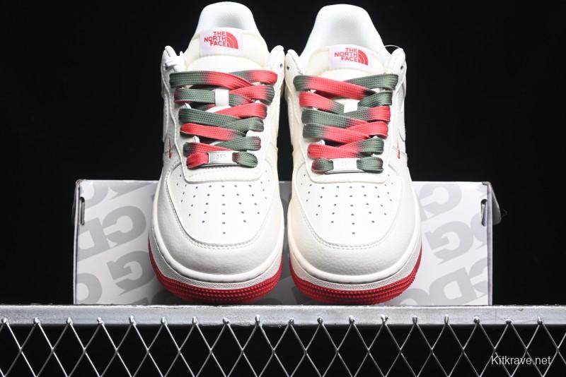 Nike Air Force 1 '07 Low The North Face Collaboration - Beige Red Green Color Block Low-Top Casual Sneakers - XZ6188-011